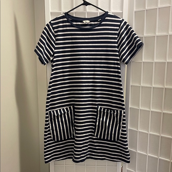Striped Navy and White Dress with Pockets - Picture 1 of 2